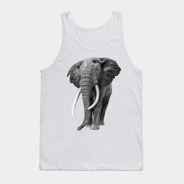 Bull elephant - Drawing in pencil Tank Top by seanfleming